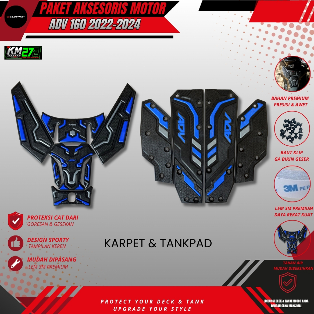 Paket Aksesoris  ADV 160 2022 - 2024  / Karpet & Tankpad ADV 160  Full Karet Premium KM272
