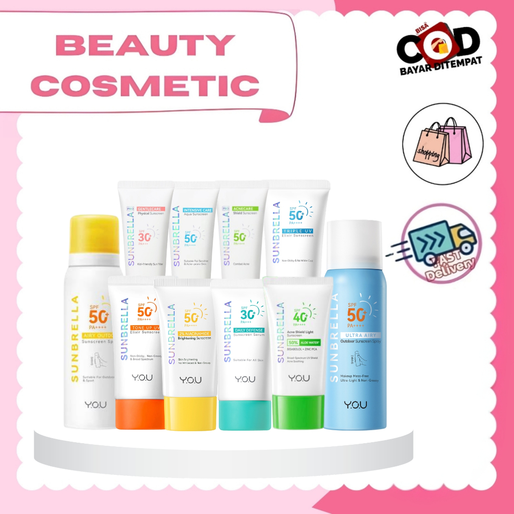 YOU Sunbrella Sunscreen | Daily Defense , Triple Uv , Tone up , 2% Niacinamide , Acnecare , Airy Out