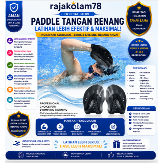 Tangan Katak Fin Hand Swimming Paddle Renang || Tangan Katak Renang Alat Latihan Renang