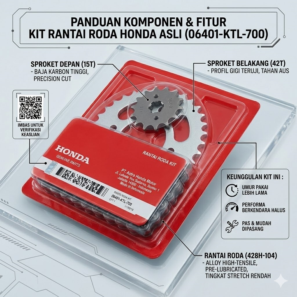 GEAR SET HONDA RANTAI RODA KIT KTL KODE PART 06401-KTL-700