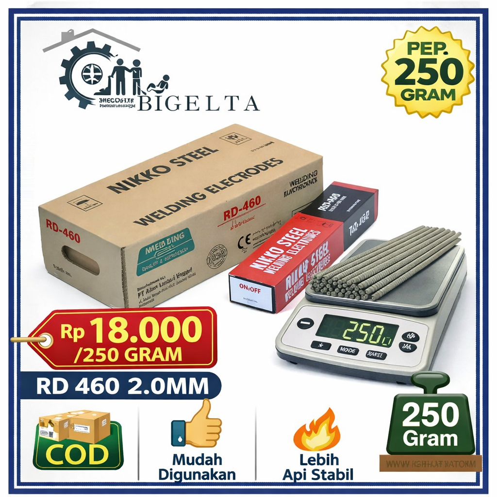 Kawat las listrik 1/4 KG NIKKO RD 460 2.0 mm / kawat las listrik eceran