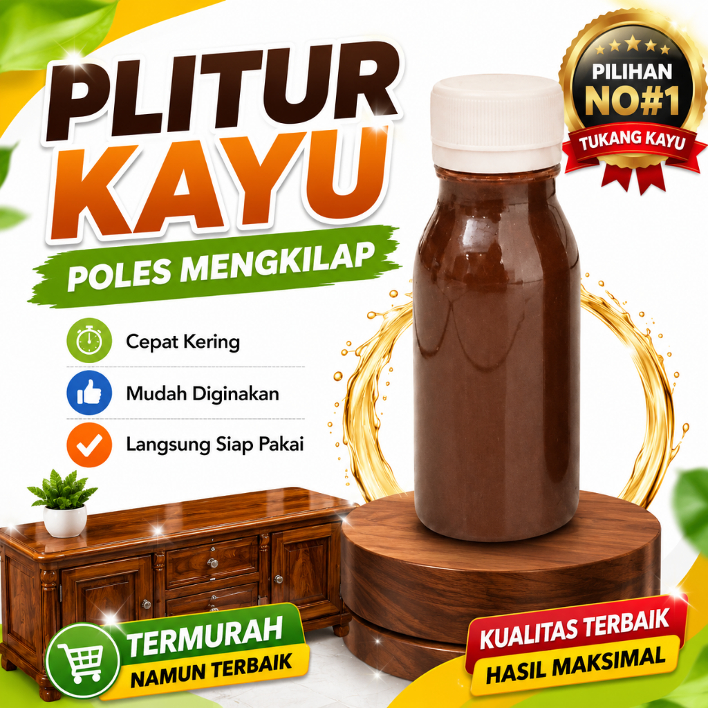 Plitur Premium Waterbased 60ml Politur Kayu Kualitas Premium