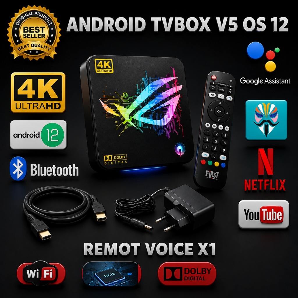EBS Project V5 TV Box Android OS 12 Fullset Support Netflix IPTV YouTube