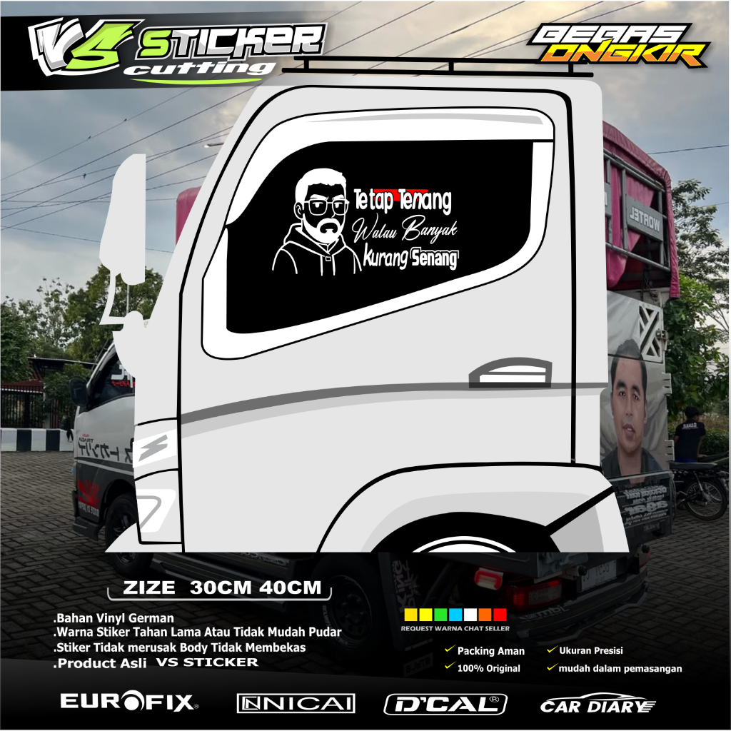 Stiker Cutting  Variasi kata motivasi untuk  kaca pintu bak Truk Mobil Canter Pick up tulisan TETAP 