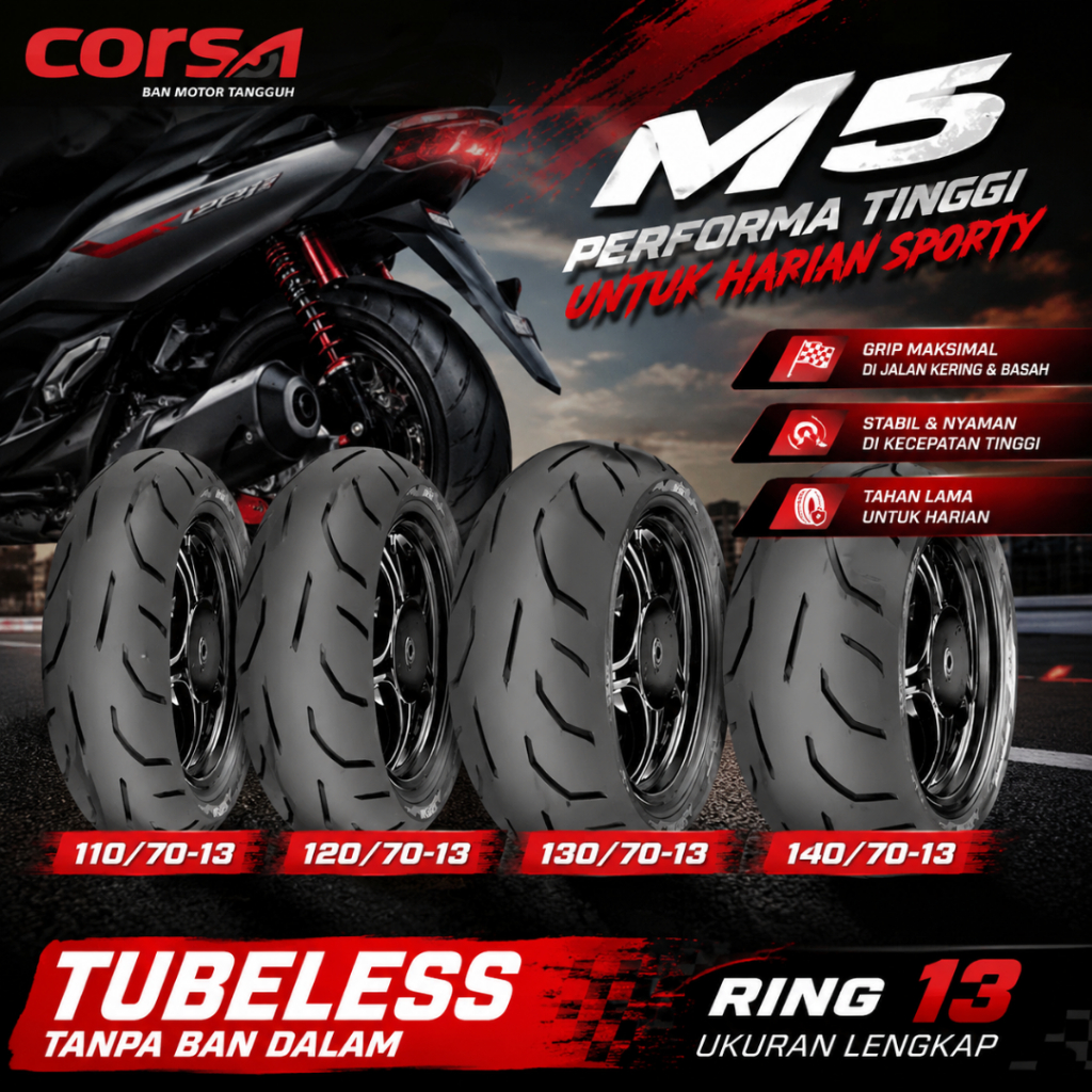 CORSA M5 Ban Motor Ring 13 130/70 140/70 Ban Motor Ban NMAX Ban Ring 13