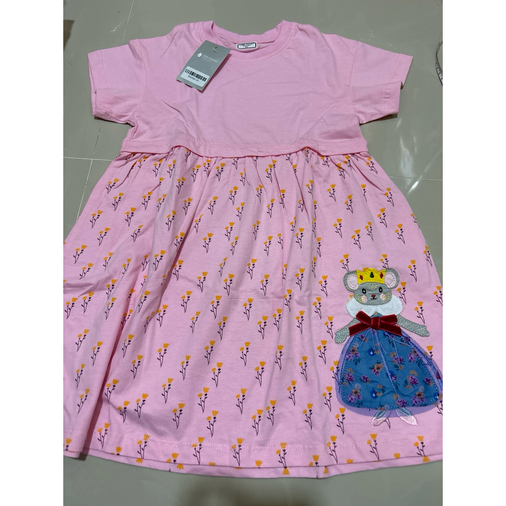 Little maven dress anak pink tikus tutu anak 5 dan 6 tahun