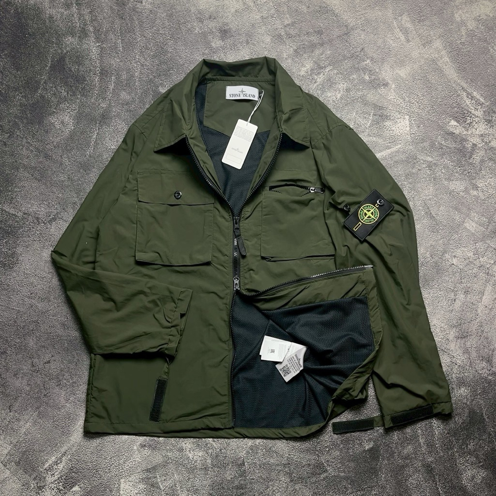 OVERSHIRT JACKET CRINKLE CASUAL SI ARMY