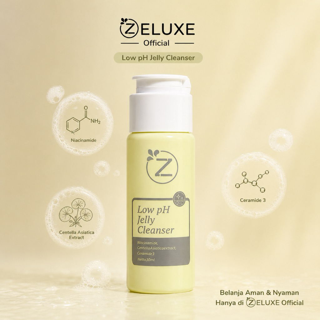 Zeluxe Official - Low pH Jelly Cleanser Face Wash | Pembersih wajah lembut, menjaga keseimbangan pH 