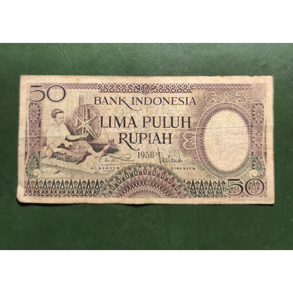 50 rupiah seri pekerja thn 1958 bekas beredar asli