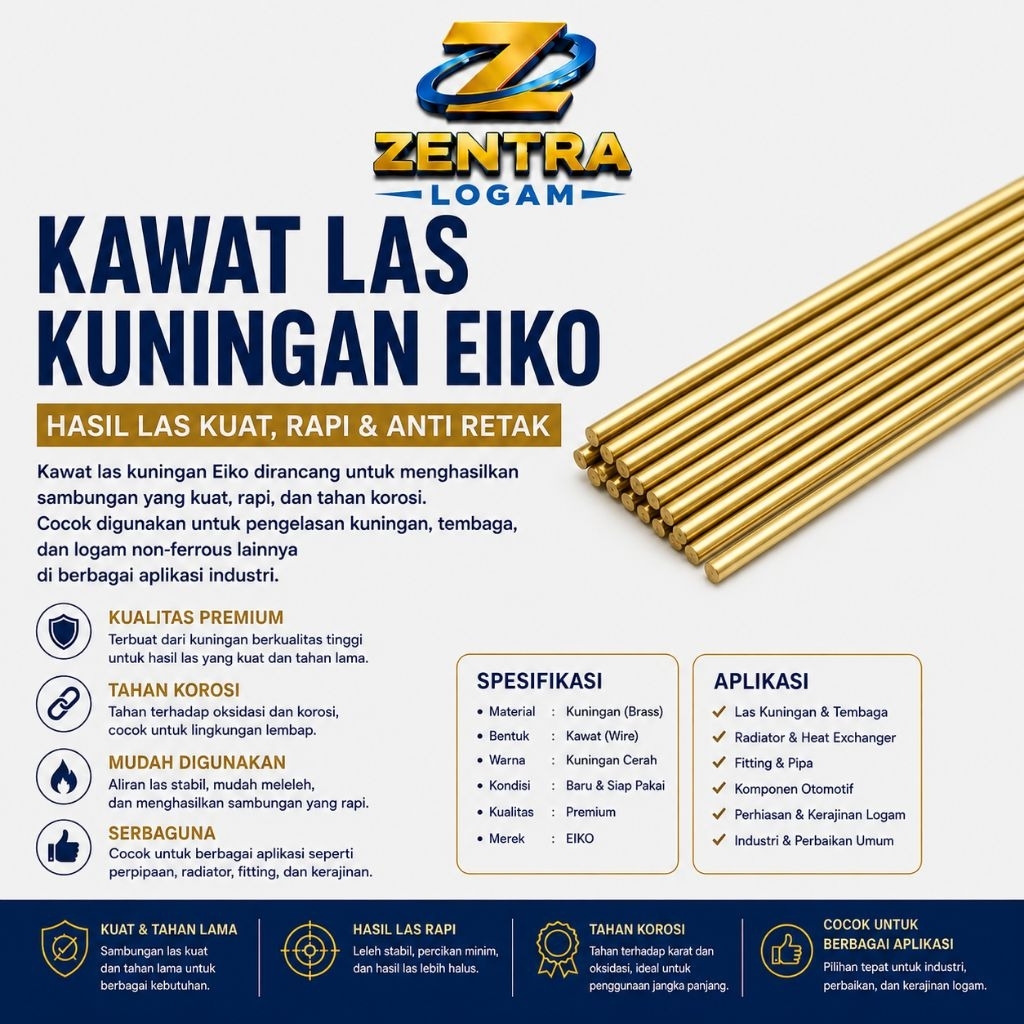 KAWAT LAS KUNINGAN EIKO | 5MM X 1METER