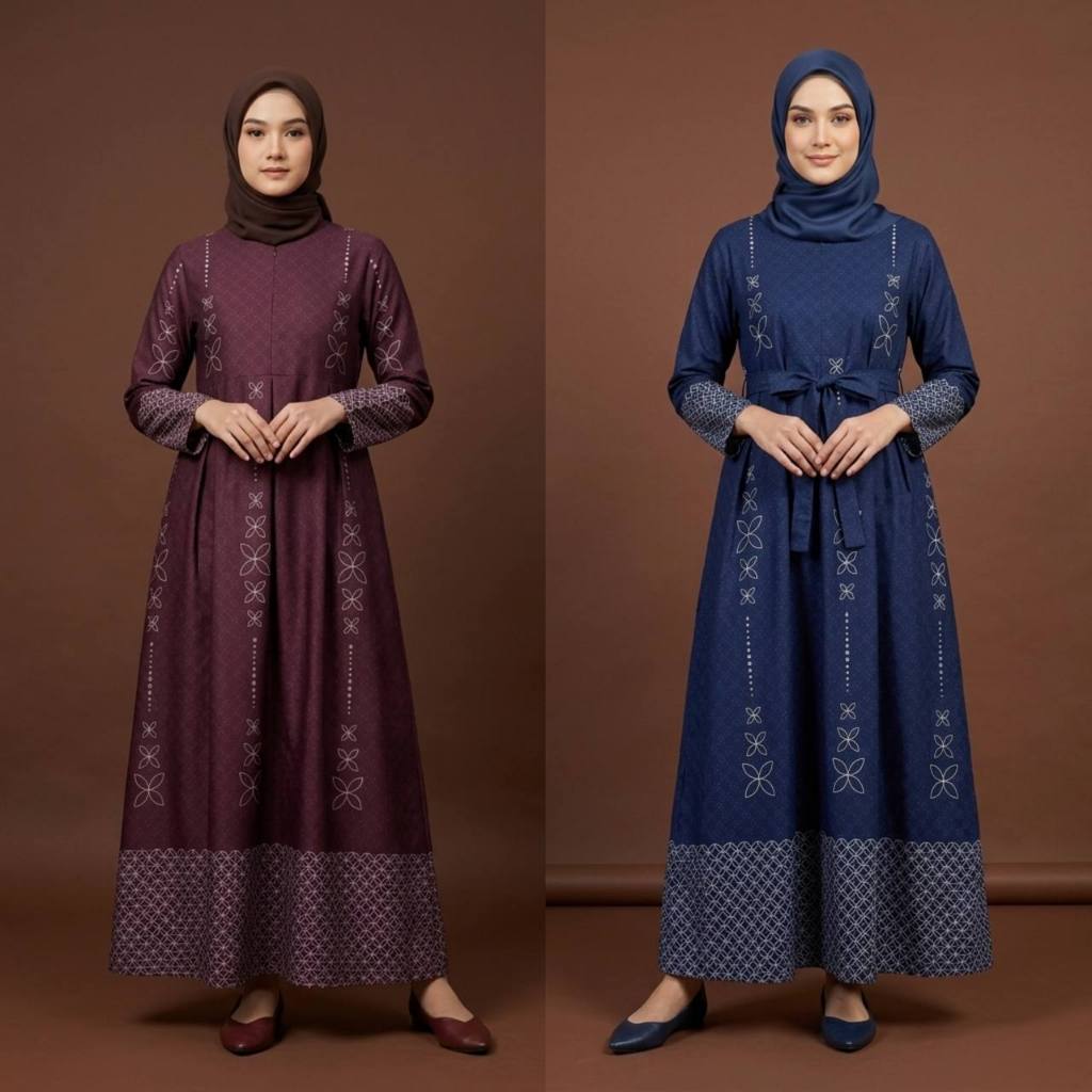 Gamis batik Maura  - Sania ruffle Batik Couple ori ndoro jowi DNT termurah shopee