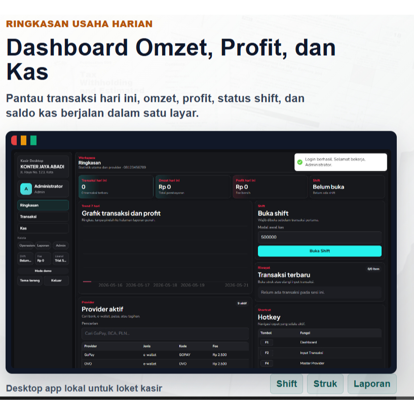 ID TECH Aplikasi Transfer Pulsa Tagihan PPOB Loket Pembayaran Agen Laporan