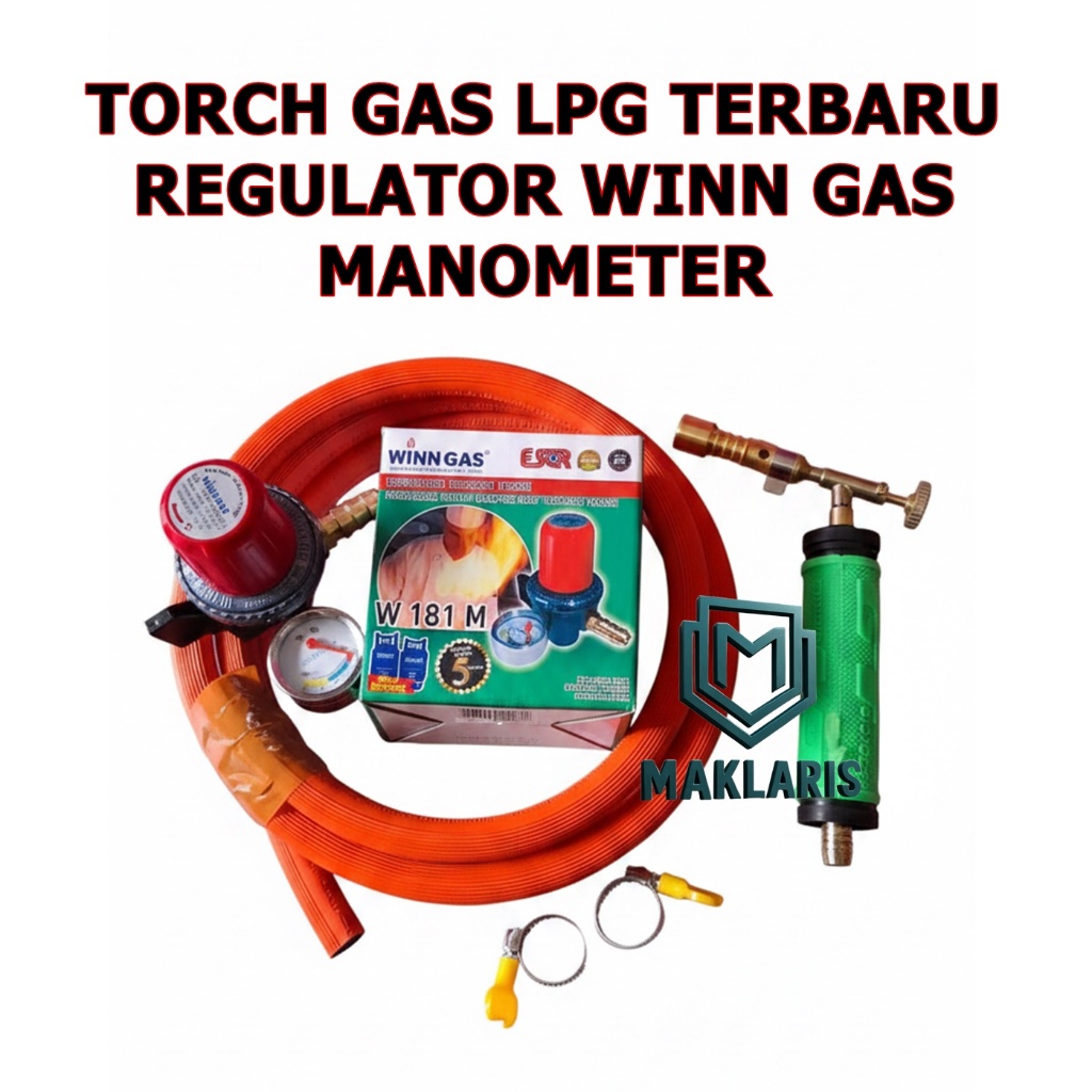 Flame Gun Gas Torch LPG Regulator Winn Gas High Pressure Manometer Kepala Las Gas Torch LPG Flame Gu