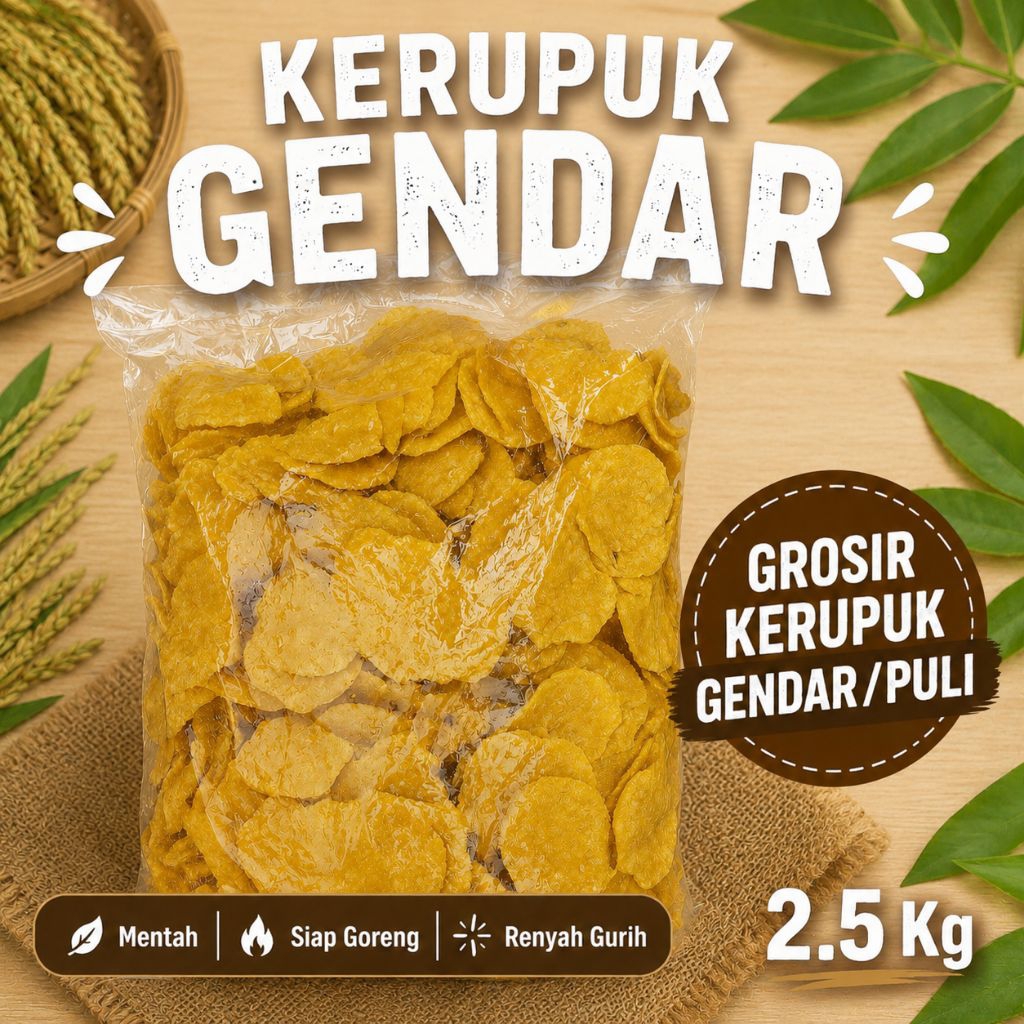 Kerupuk Gendar Puli Mentah Grosir 1 Ball 2.5Kg | Krupuk Puli Beras Khas Jawa | Renyah Gurih Siap Gor