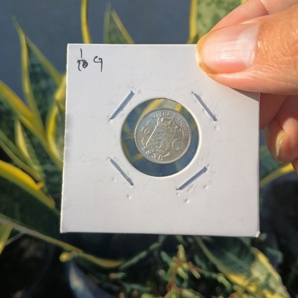 Koin perak 1/10 Gulden Asli