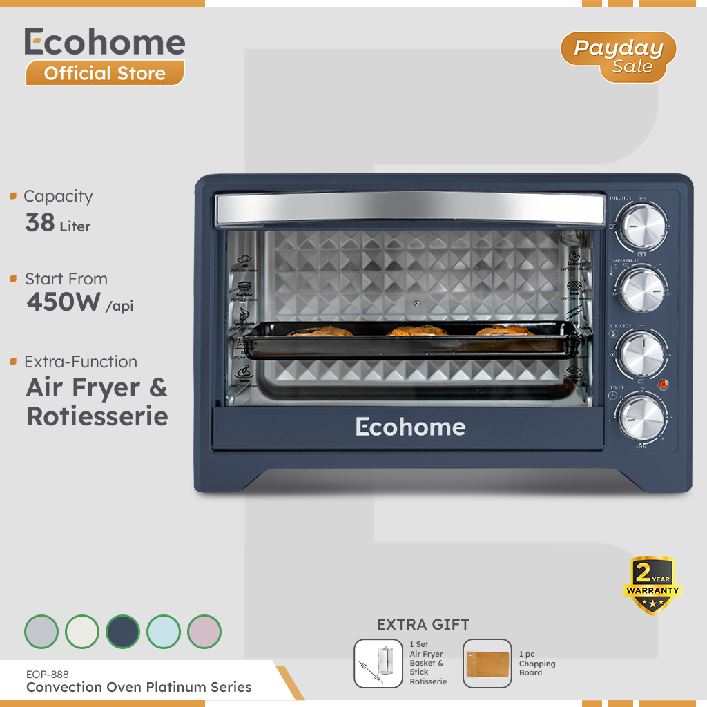 [INSTANT ONLY] ECOHOME Oven Platinum Series EOP888 38L with Air Fryer & Rotisserie Function Low Watt