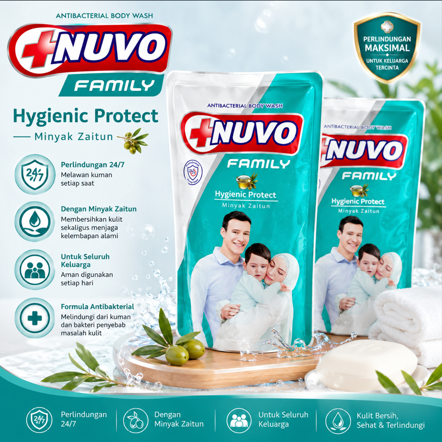 Nuvo Family Minyak Zaitun Sabun Cair Kemasan 400 ml Murah & Hemat