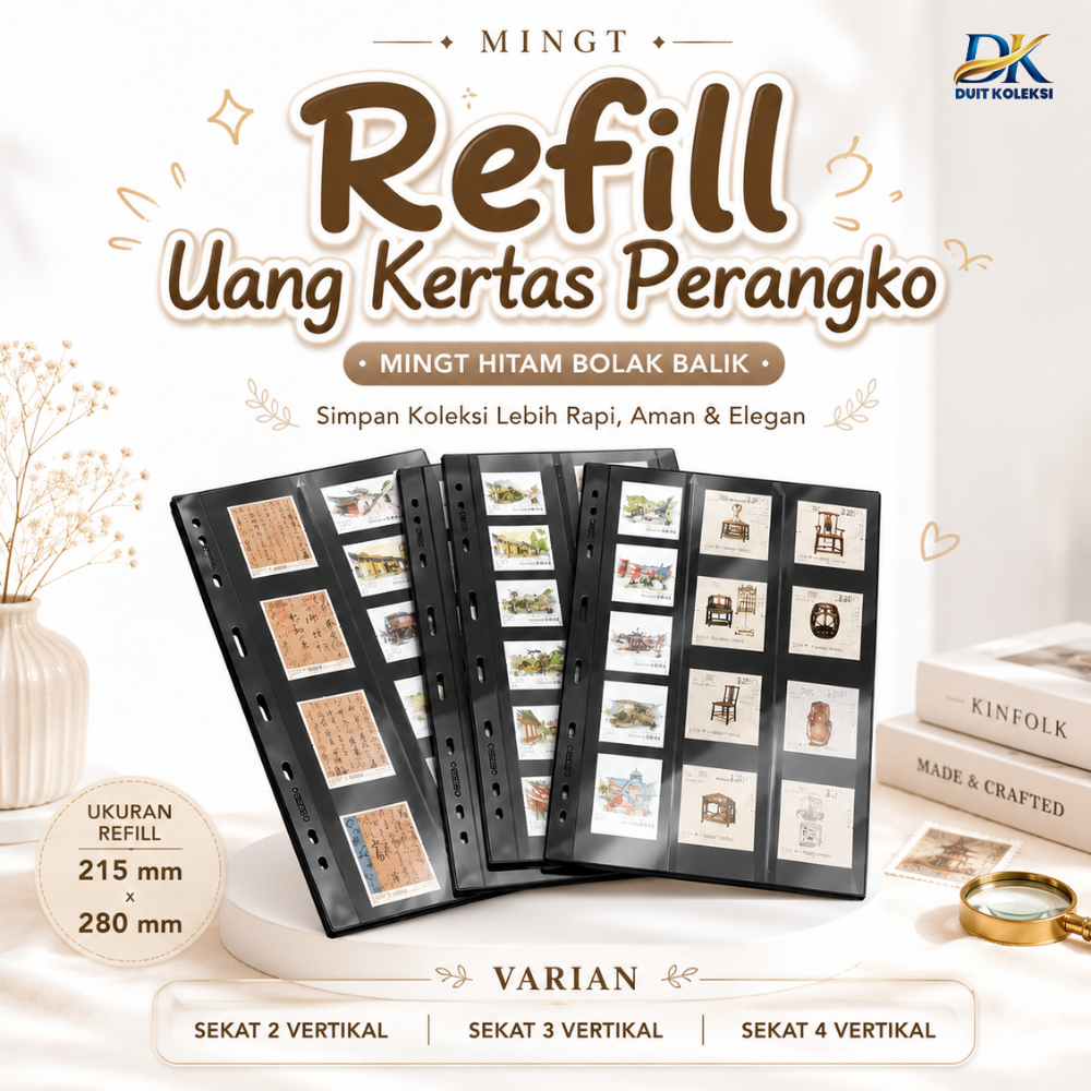 Refill Uang Kertas Perangko Mingt Hitam Bolak Balik Sekat Vertikal