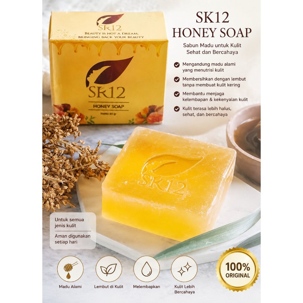 SK12 Honey S Sabun Madu Alami Pencerah Kulit Wajah & Badan Melembapkan dan Menutrisi Kulit