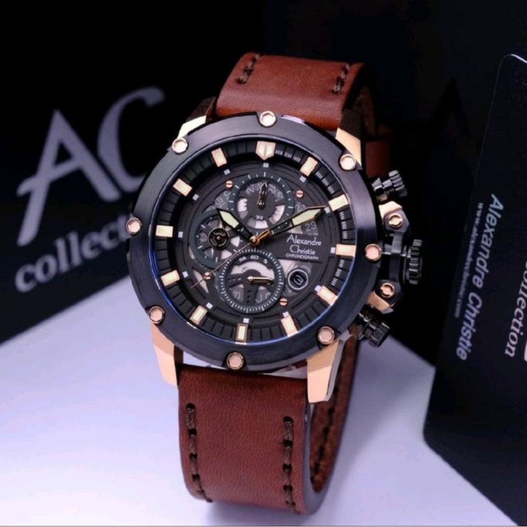 Alexandre Christie pria AC 6564 MC Original chronograph AC6564 MC garansi resmi