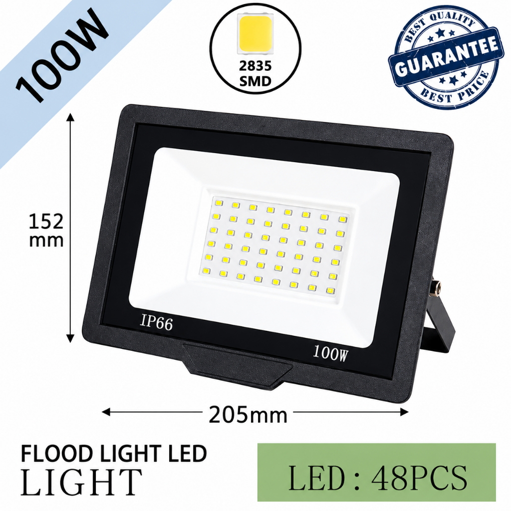 Lampu Sorot LED 100 Watt Outdoor dengan Chip SMD 2835 dan IP66