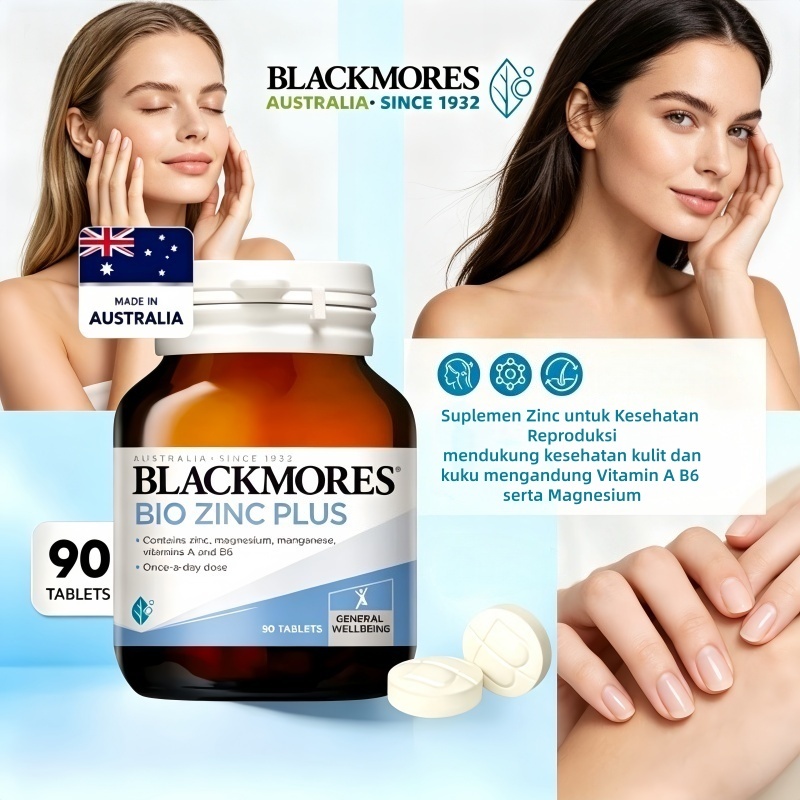 Blackmores Bio Zinc Plus 90 Tablet Suplemen Zinc untuk Kesehatan Reproduksi Vitamin A B6 Magnesium