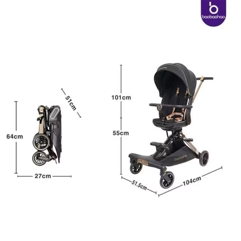 Stroller Bayi Baobaohao V16 Dua Arah Lipat Ringan Cabin Size Travel Friendly