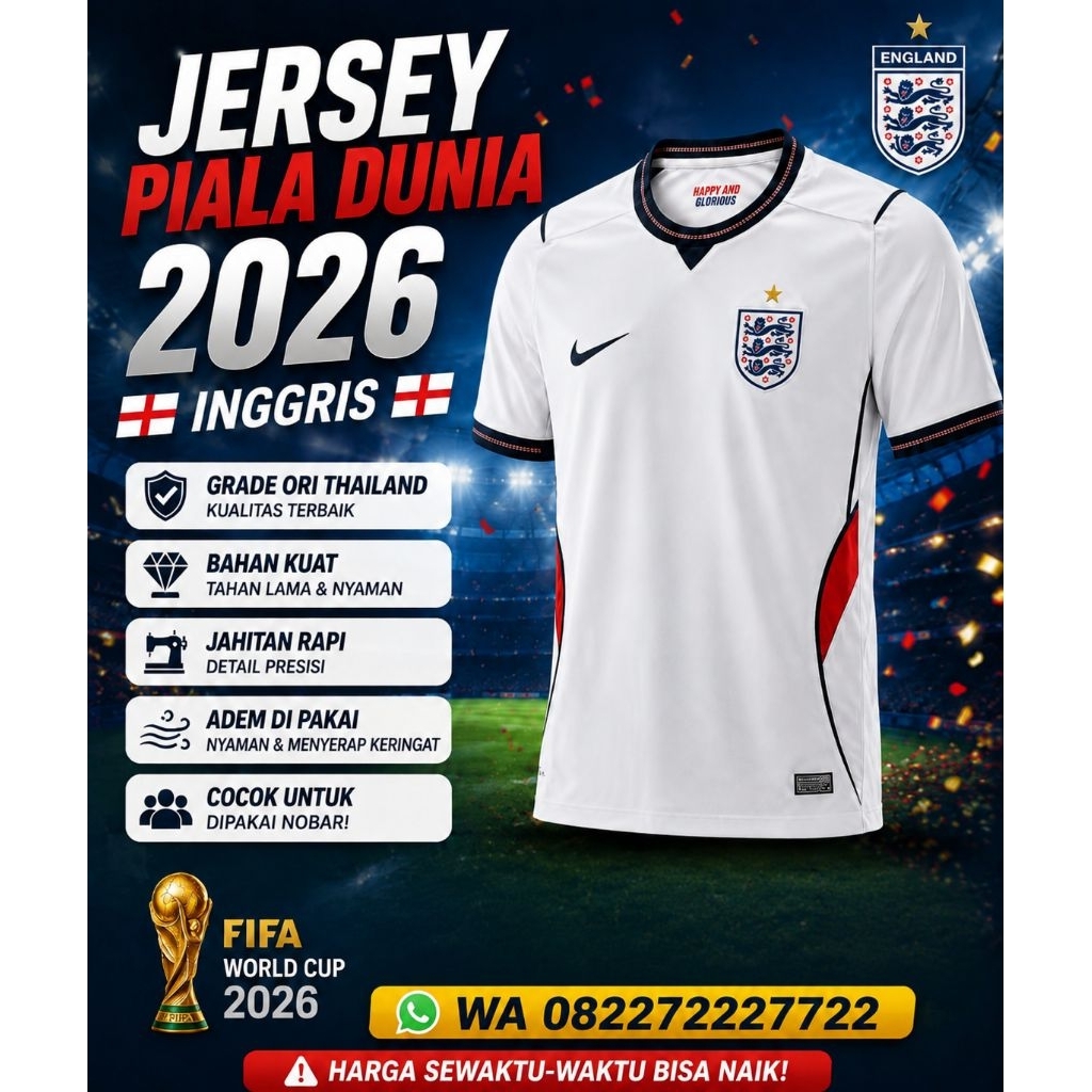 JERSEY INGGRIS PIALA DUNIA 2026