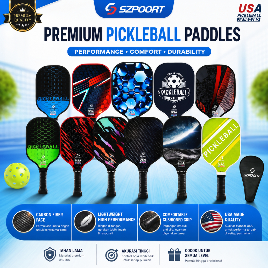 Raket pickleball fiberglass ringan dan berkualitas-raket pickleball USA approved