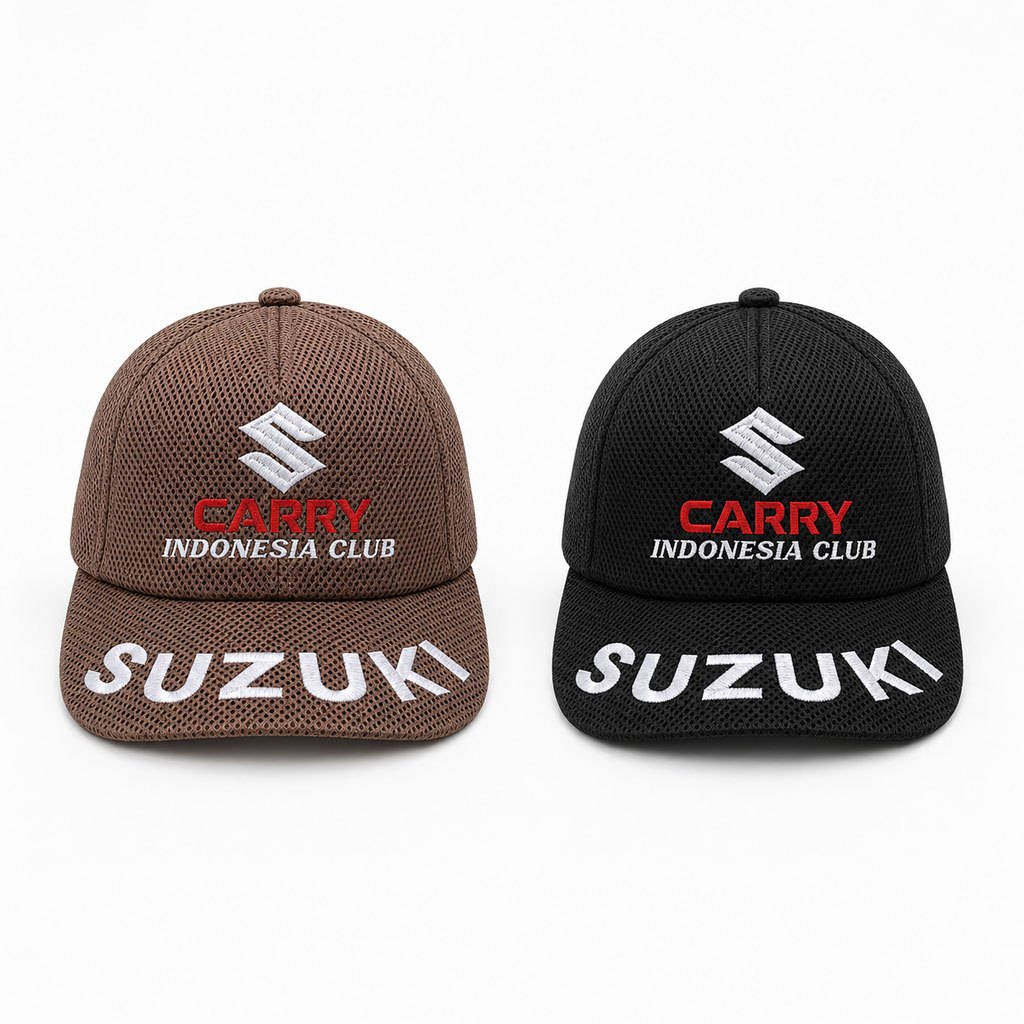 Topi Suzuki – Topi Logo Suzuki Bahan Jaring - Hitam dan Coklat