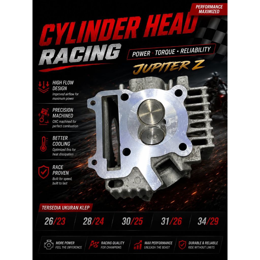 kop deksel silinder head racing klep besar 26/23 28/24 30/25 31/26 32/27 33/28 34/29 35/30 jupiter z