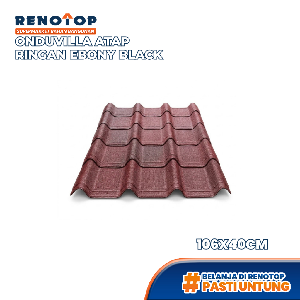 Renotop Onduvilla Atap Light Ebony Black 106x40cm Atap Genteng Bitumen Mewah