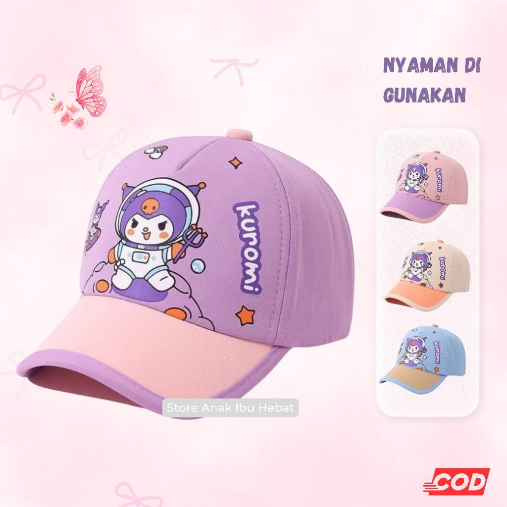 Topi Kuromi Ungu - Topi Gaya dan Lucu Topi Anak-Anak Jenis Topi Baseball Wanita & Pria Topi kekinian