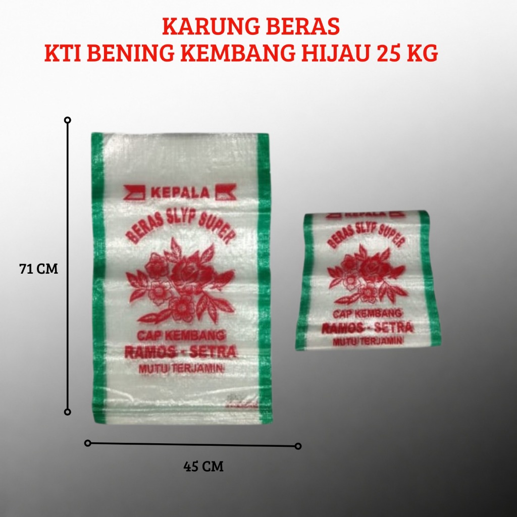 Karung Beras Baru Transparan 25 kg KTI Cap Kembang Ramos Mawar per 50 lembar