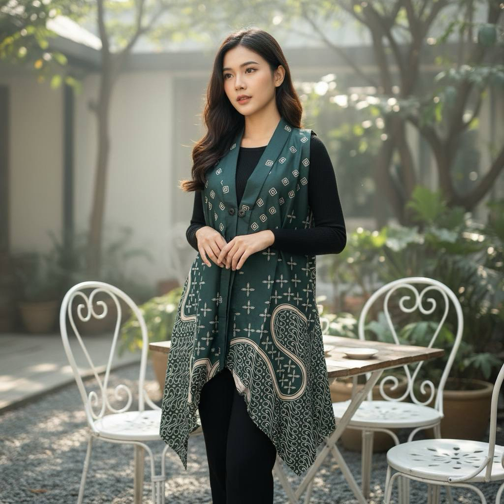 Long Vest Batik Outer Cardigan Panjang batik Wanita modern stylish