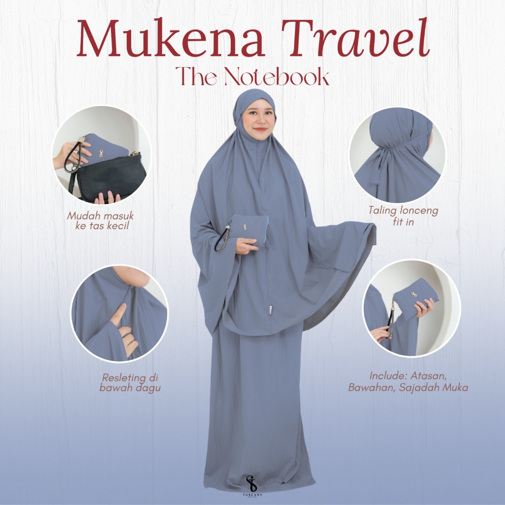 Tuscany Official - Mukena Parasut The Notebook- Soft Colour Series -  Mukena Travel