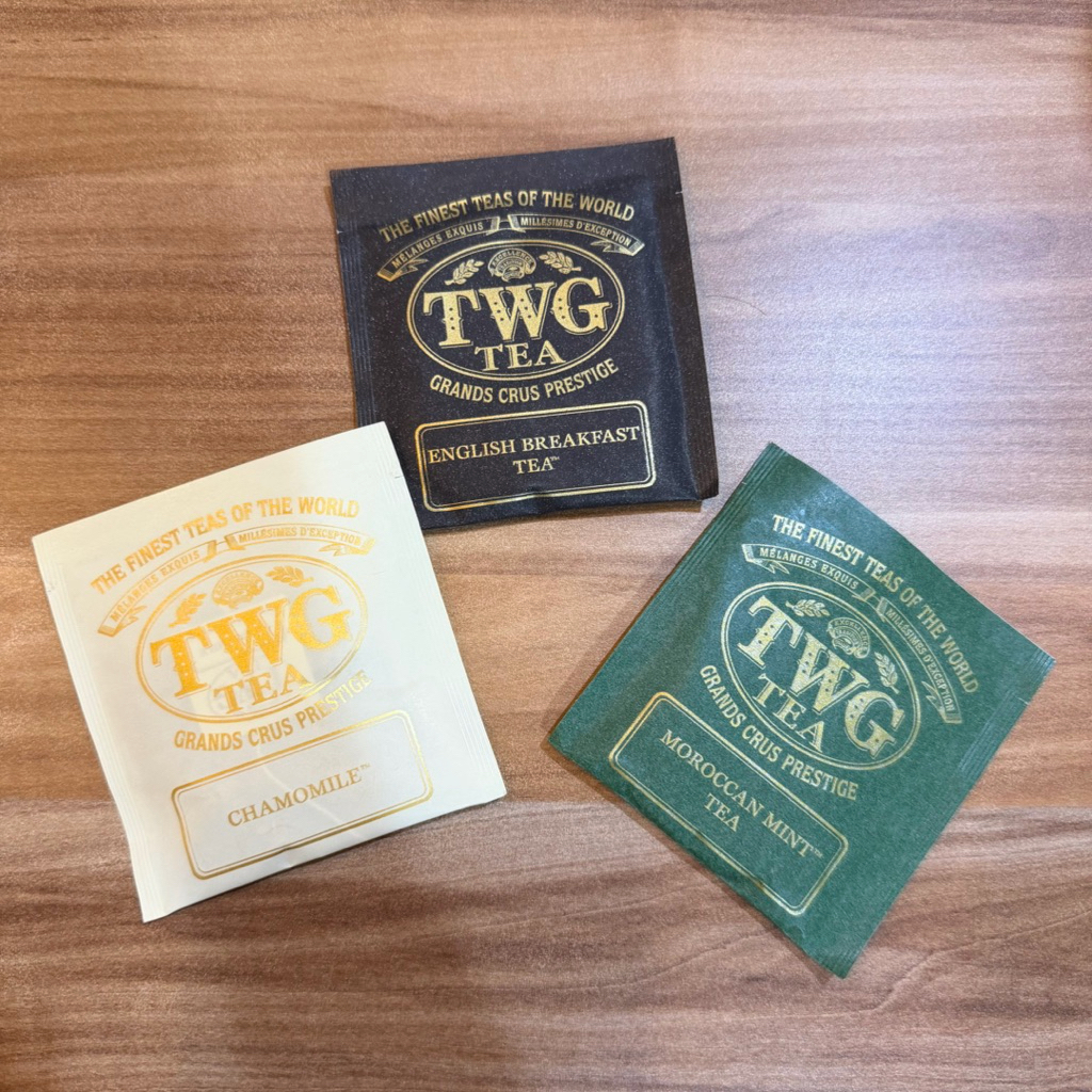TWG TEA THE FINEST TEAS OF THE WORLD MOROCCAN MINT TEA CHAMOMILE ENGLISH BREAKFAST TEA TWG TEA