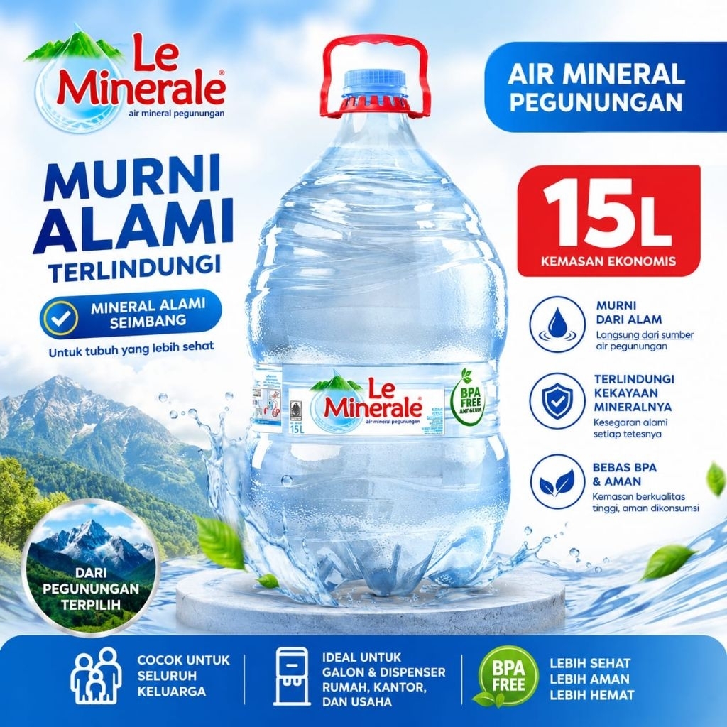 Galon Le Minerale 15 liter + isi