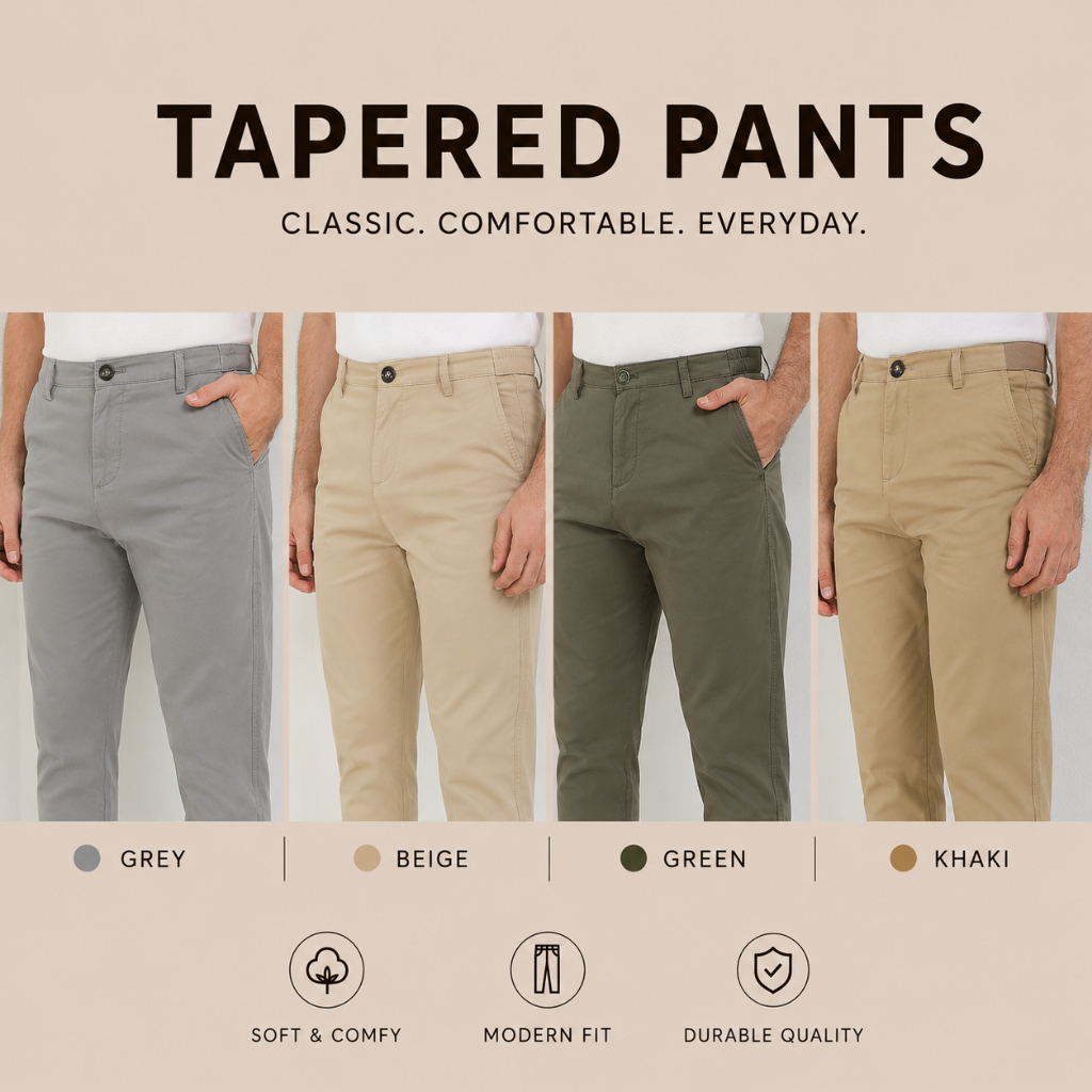 Andrew Smith Celana Panjang Chinos Tapered Ankle Pants Pria