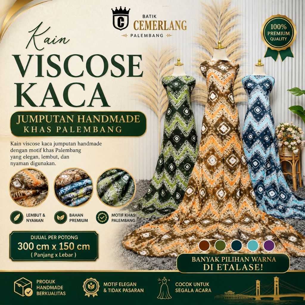 Bahan Kain Viscose Viskos Jumputan Lereng Sasaringan Palembang