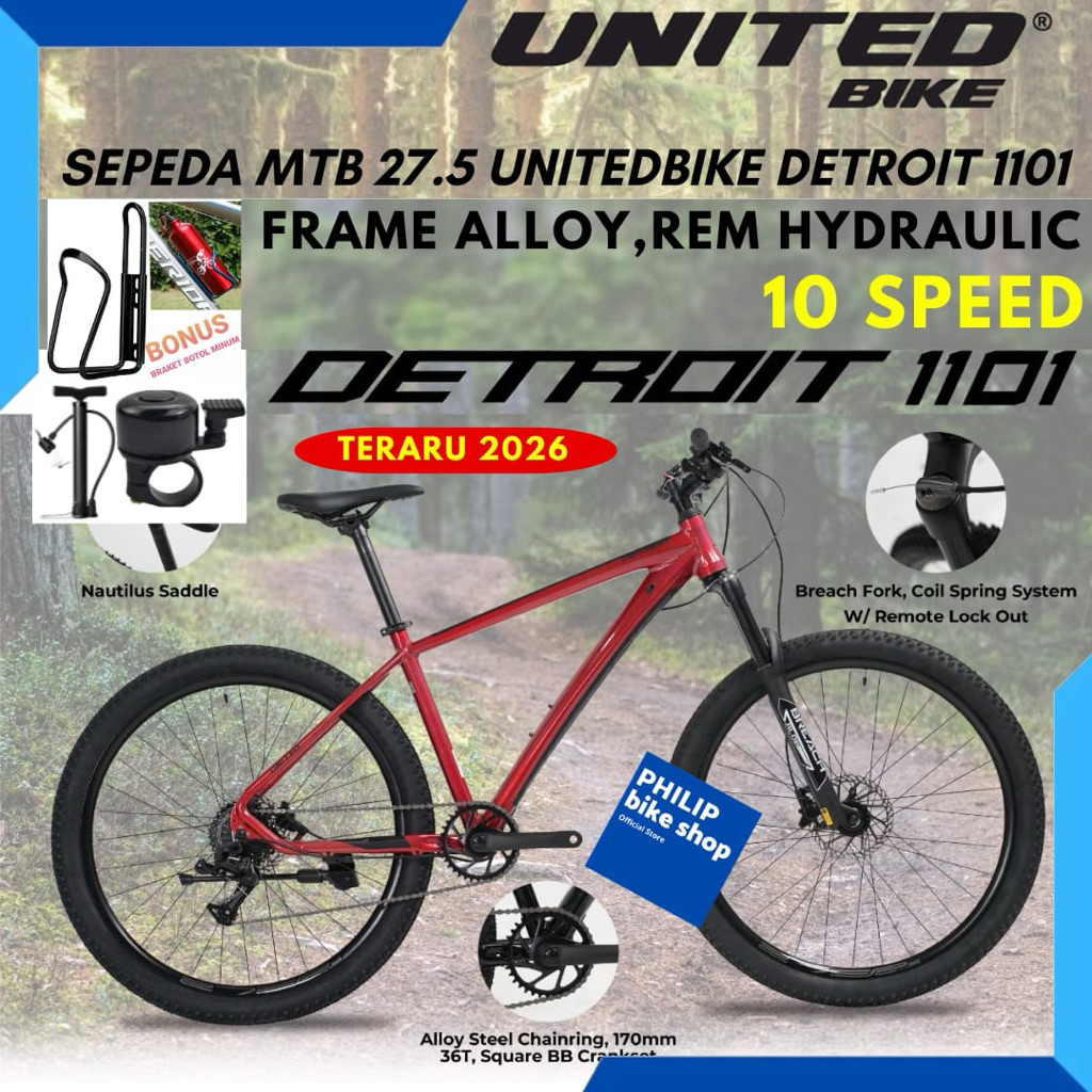 Sepeda Gunung 26/27.5 MTB Thrill Cleave Pro Comp Sport/United Detroit 1101 Miami 3.0 Venus 3.0 Terba