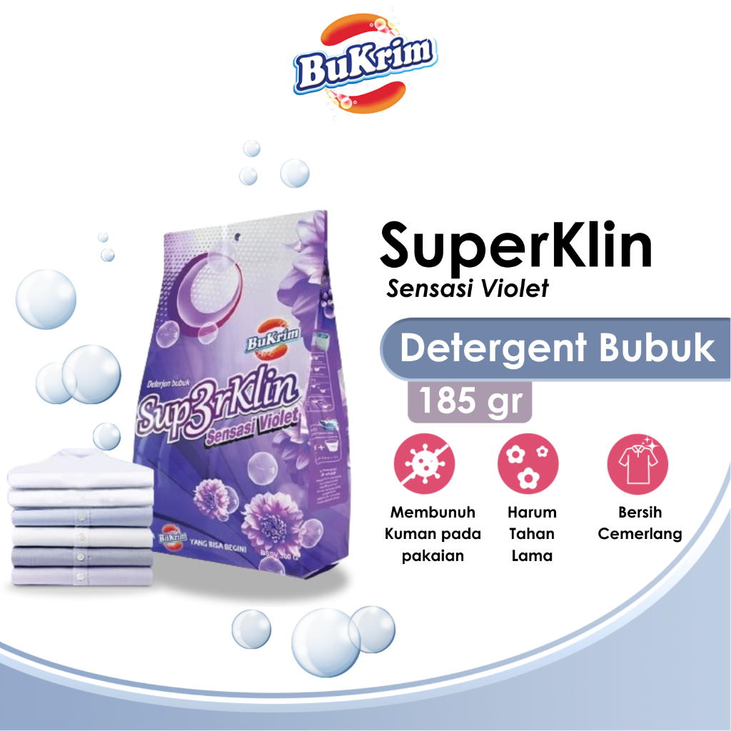Sabun Detergent Bubuk BuKrim Superklin Sensasi Violet 185gr