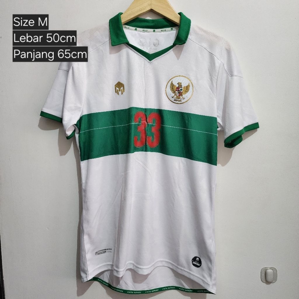 [USED] Original SET BAJU & CELANA Mills Jersey Timnas Indonesia Away Player Issue 2020 Nomor Punggun