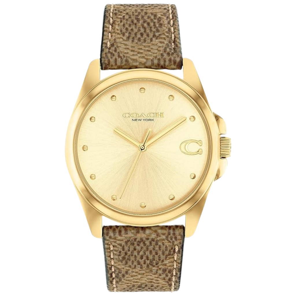 Galery Jam Tangan COACH 14504111 Greyson Champagne Brown Strap