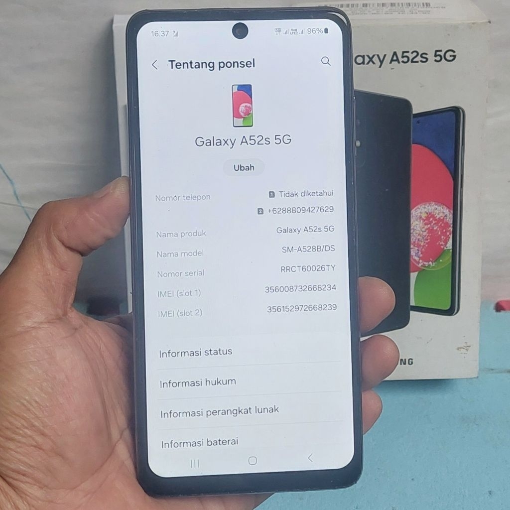 Handphone Hp Samsung Galaxy A52S 5G Second 8/256 GB NFC Eks Resmi Sein