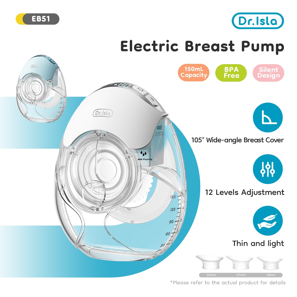 Dr.isla Pompa Asi Elektrik Handsfree Tritan Material Ekstra Tipis Efficient Breast Pump Bpa Free Wea