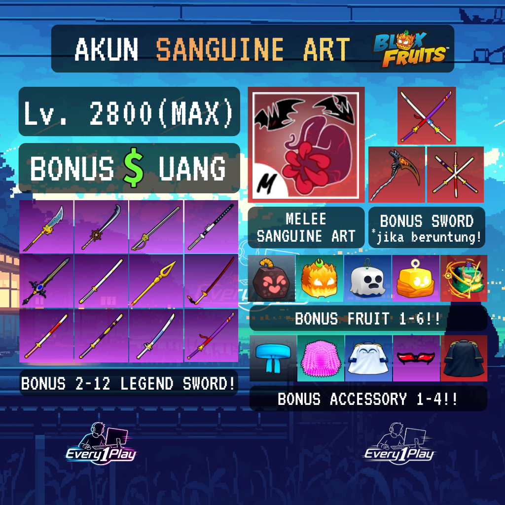 Akun Blox Fruit SANGUINE ART Level Max - Akun Blox Fruit Roblox
