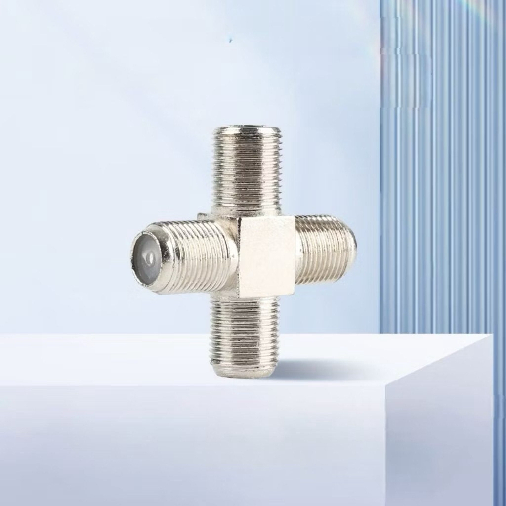 Splitter TV T Bentuk Persegi Sambungan Kabel Antena 3 Way Konektor 1 In 3 Out F Drat T