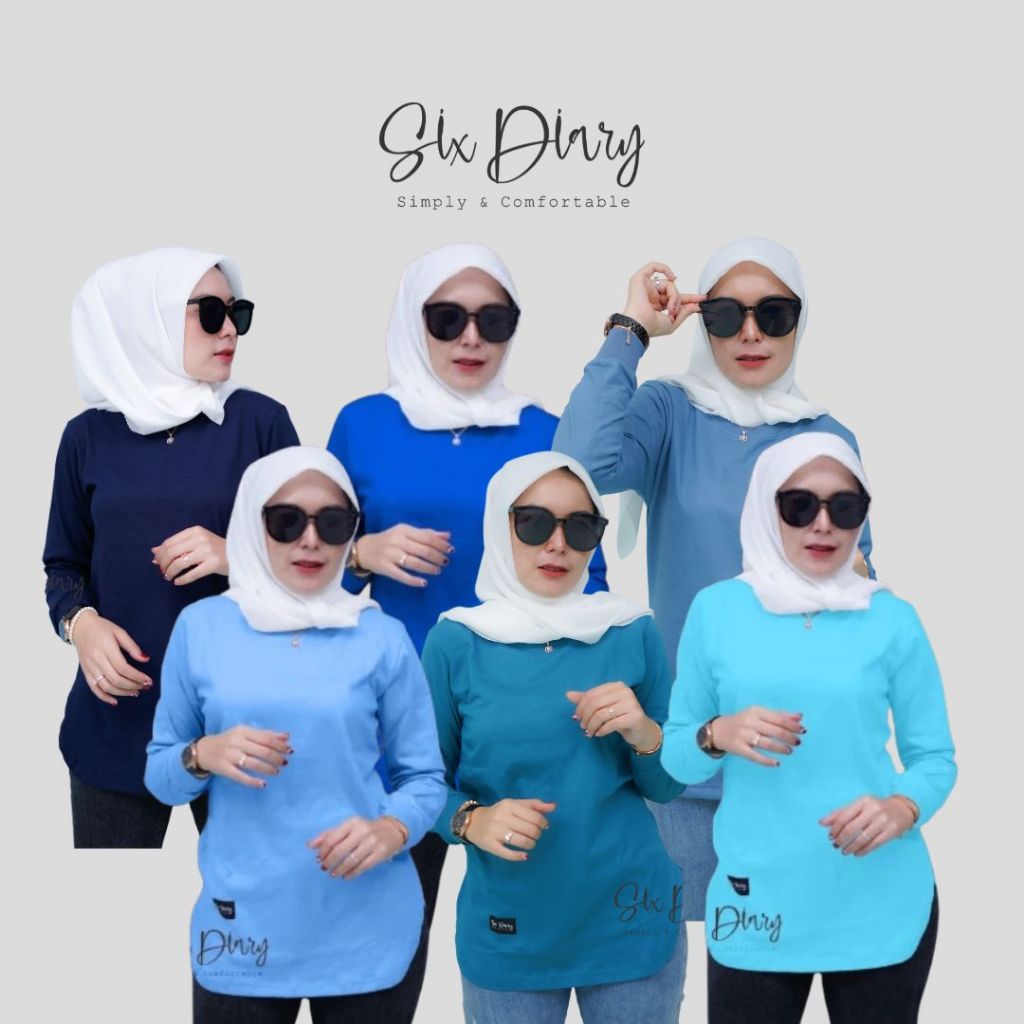 Six Diary Kaos Atasan Wanita  Polos Original Six Diary Bawah Oval