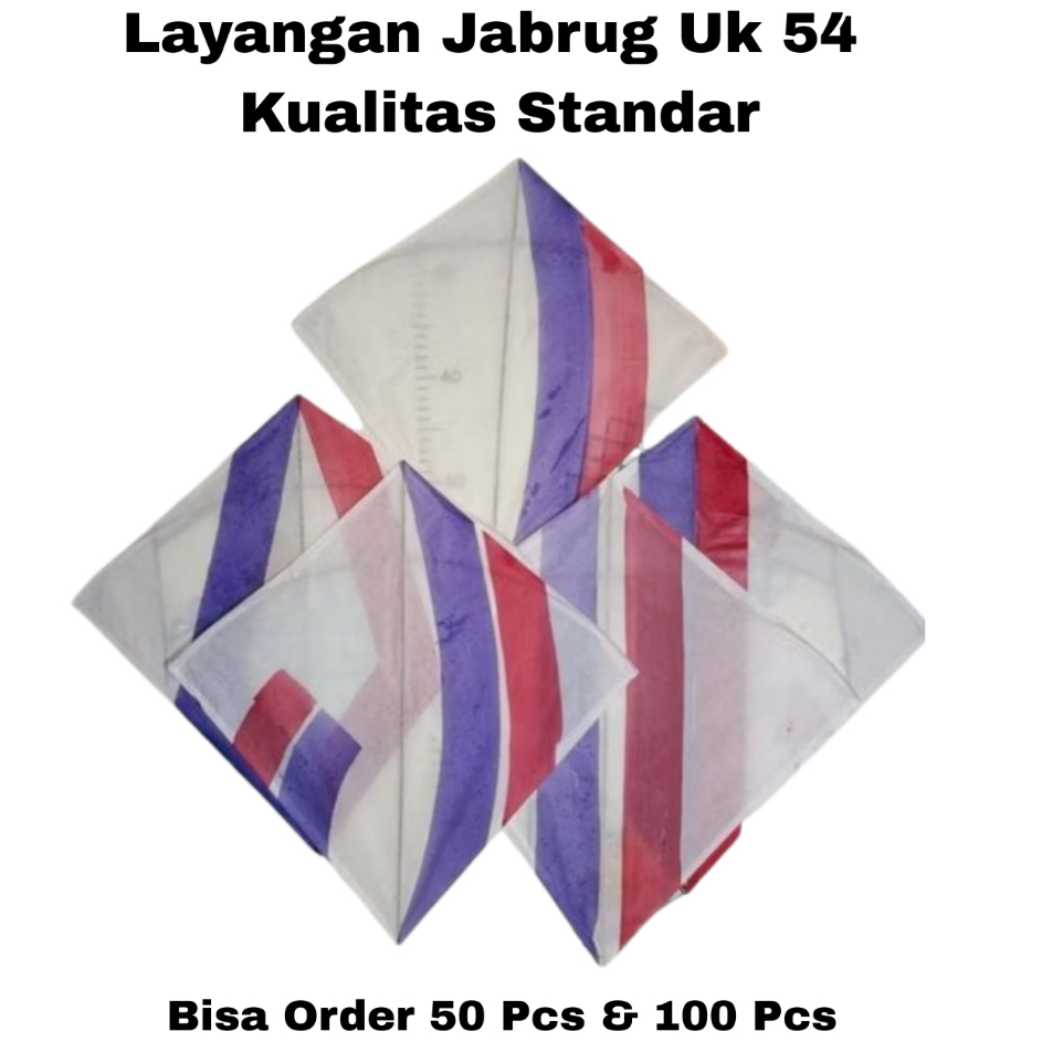 100 - 50 Pcs Layangan Jabrug Pulasan 2 Warna Uk 54 Kualitas Standar Layangan Aduan